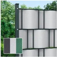 paramondo Sichtschutzstreifen PVC Sichtschutzstreifen Hart, 19 cm x 2,525 m, grau, 10 Stück, (Set, 10-St., 10 Stück), langlebig, witterungsbeständig, blickdicht, kürzbar