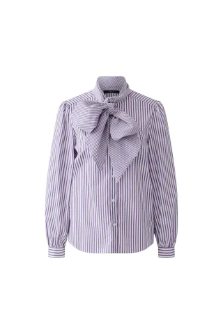 Oui - Schluppenbluse white violett - Gr. - 38