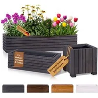 BooGardi Pflanzkübel Balkonkasten Blumenkasten mit Kunststoffeinsatz (Pflanzkasten · Anthrazit 44x20x14cm · 4 Farben · 3 Größen), Pflanzgefäß für Fensterbank · Balkon · Garten · Terrasse