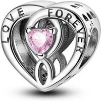 PANDACHARMS Bead Love Forever Always There Herz Charm, 925er Sterling Silber