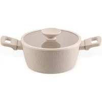 FACKELMANN Kochtopf mit Deckel, Kochgeschirr, Aluminiumtopf, Pastell-Beige