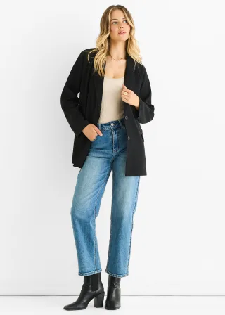 Schwarzer, übergroßer, drapierter Blazer