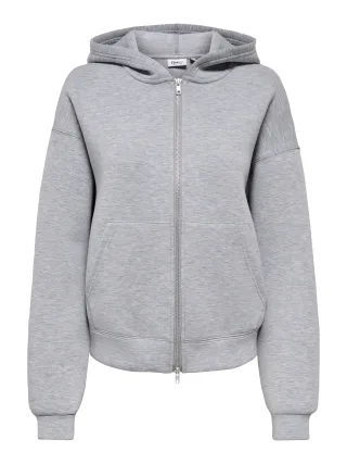 ONLY - ONLNAOMI L/S TWO-WAY ZIP HOODIE SWT NOOS Light Grey Melange - Gr. - XS