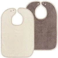 Wörner Lätzchen Natur Hellbraun, 2er Set Baby Lätzchen Kinderlätzchen mit Druckknopf 100% Baumwolle