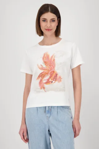 monari - T-Shirt mit Goldfisch-Print coral pink - Gr. - 44