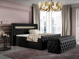 Boxspringbett Schlafzimmerbett ERNESTO Nr.3 140x200cm in Elisa Velvet Schwarz