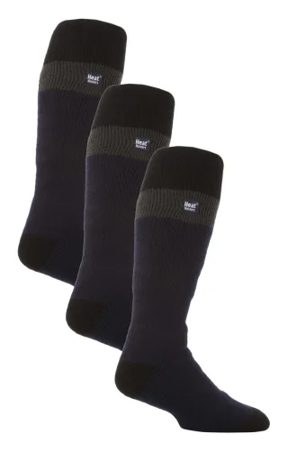 Thermische gestreifte Skisocken für Männer | Hochwertige Wärmespeicher Extra lange Socken - Navy / Schwarz