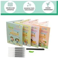 MaajeeKuto Notizbuch 4 Stück Englisch Magisches Heft, Magisches übungsheft mit 10 Stift