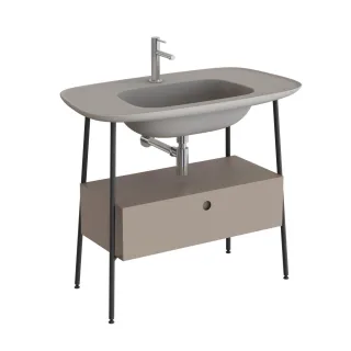 VitrA Plural Set 100 cm Waschtischunterbau mit 1 Vollauszug Sandbeige Matt,81029 81029