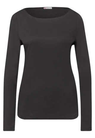 Street One - Basic Langarmshirt darkest brown - Gr. - 38