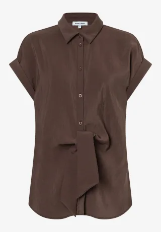 MORE & MORE - Bluse mit Knot-Detail braun - Gr. - 34