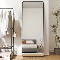 Hopibath Spiegel groß für Wohnzimmer Schlafzimmer Flur Garderobe Hotel (Ganzkörperspiegel Schwarz Rechteckig, Weiß Oval, 180x80, 150x50, 160x40, 140x40), Alurahmen, 4 Installationsmethoden