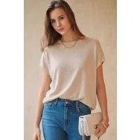Arach&Cloz Kurzarmshirt Damen Leichter Kaschmir Pullover – Oversized Fit (1-tlg) Weich & Warm für Alltag & Freizeit