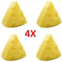 OLi Therapieknete 4X Squishy Pizza Knete – Kneten, Drücken & Entspannen (Anti-Stress, Spielspaß für Kinder & Erwachsene, 4-tlg., L-6cm- B-4,2cm- H-7cm), weicher Slow Rising Squishy im lustigen Butter-Design
