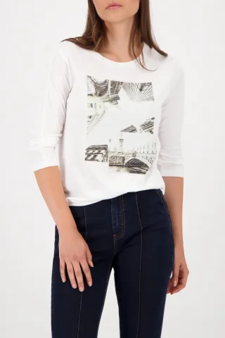 monari - Shirt mit Paris-Druck off-white - Gr. - 44