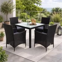 ESTEXO Sitzgruppe Polyrattan Gartenmöbel Set Rattan Gartenset Garten Essgruppe Schwarz