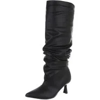 Ital-Design Moderne Slouch-Stiefel mit spitzer Zehenform für Damen Stiefel (90851738) Pfennig-/Stilettoabsatz Stiefel in Schwarz