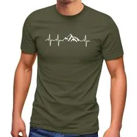 MoonWorks Print-Shirt Herren T-Shirt Berge Wandern Herzschlag Puls EGK Geschenk für mit Print