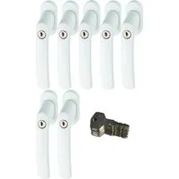 ABUS Fenstergriff ABUS FG200 Weiß, Braun, Silber, SB abschließbarer Fenstergriff, 7er Set weiß, abschließbar, Kindersicherung