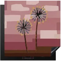 MuchoWow Herd-Abdeckplatte Illustration - Blumen - Flachland - Abstrakt, Vinyl, (1 tlg), Küche Herdabdeckung Ceranfeld Induktionsfeld Vinyl, 60x60 cm