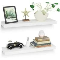 Homfa Wandboard Wandregal Wandbrett Wandablage Bücherregal 2er Set MDF Holzregal, Stilvolle Wandregale für Bücher, Deko & Wohnaccessoires, Modernes MDF-Wandregal-Set mit kratzfester Oberfläche