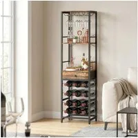 HOMCOM Weinregal, Weinhalter 1-tlg., Platz für 12 Flaschen, 9 Gläser, Schublade, Regal, Bar