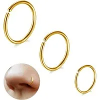 ESHIONER Nasenpiercing Nasenpiercing Titan Hoop Set 18G 20G 6MM/8MM/10MM Schwarz Gold Silber