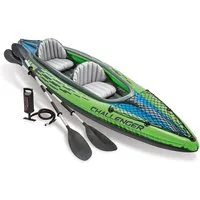 Intex Zweierkajak INTEX Kajak Challenger K2 Boot Set Schlauchboot Paddel Pumpe 351x76x38, (Set)