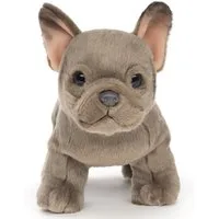 Uni-Toys Kuscheltier Französische Bulldogge (grau) - Mit/Ohne Leine - 26 cm - Plüschtier, zu 100 % recyceltes Füllmaterial
