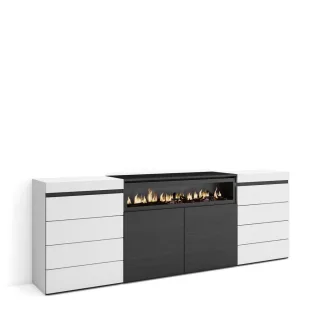 Skraut Home Kommode, Weiß, Holzwerkstoff, 8 Schubladen, Rechteckig,Rechteckig, 214x75x35 cm, Wohnzimmer, Kommoden & Sideboards, Kommoden