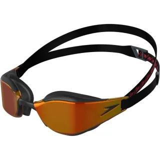 Speedo - "Fastskin Hyper Elite" Schwimmbrille für Herren/Damen Unisex (Schwarz/Oxidgrau/Feuerrot)