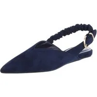 Ital-Design Damen Slingback Schuh flach mit Metallschnalle Schnürpumps (92078987) Flach Schnür- & Riemchenpumps in Dunkelblau