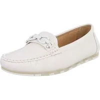 Ital-Design Eleganter Mokassin mit Schnalle für Damen im Alltag Slipper (90793485) Flach Mokassins in Weiß