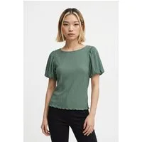 Vero Moda Kurzarmshirt VMLEIKA SS BOAT-NECK TOP JRS Kunstfaser, regular fit