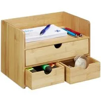 relaxdays Organizer Schreibtisch Organizer Schubladen Bambus