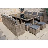 Ragnarök Möbel-Design Garten-Essgruppe Heimdall Esstisch Set 8+4, (Set, Polyrattan, Alu), umklappbare Rückenlehnen, Würfelsystem