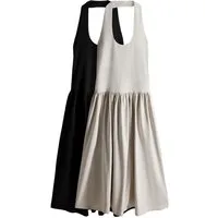 The Set Maxikleid The Set Neckholder-Maxikleid aus Jersey, 2er-Pack (2-tlg)