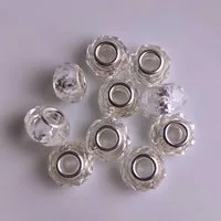 Kopper-24 Bastelperlen Großloch Spacer Charm Perlen Rondelle facettiert, 14 mm, 10 Stück, Wei