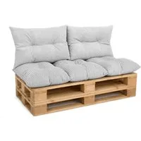 Amilian Palettenkissen Palettenauflagen Set 3-tlg., 120x80 cm + 2x 40x60 cm, für Palettenmöbel, Balkon, Terrasse und Wohnbereich