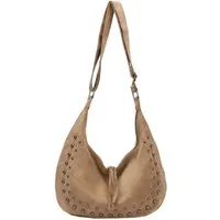 ITALYSHOP24 Schultertasche Damen Tasche MOON Halbmond Cross Over Body Bag Umhängetasche Suedette, Tragekomfort Hüft Brust Bauch Gürtel Rücken Slingtasche Wildlederoptik