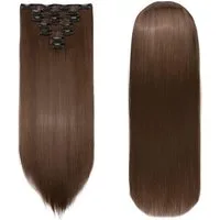 LuxusKollektion Echthaar-Extension Extensions Clip in Echthaar 60cm Glatt Goldbraun 70 cm Goldbraun
