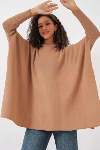 Schlitz-Details Halb-Stehkragen Lockere Sweatshirt