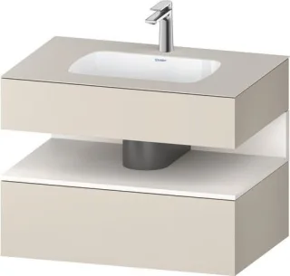 Duravit Qatego Einbauwaschtisch mit Konsolenwaschtischunterbau Taupe & Weiß Supermatt 800x550x600 mm QA4785084830000