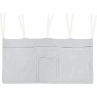 Ehrenkind Hängeaufbewahrung Bett Organizer, Praktische Betttasche für Ordnung am Bett (einfache Befestigung, 4-lagigen Bio-Musselin), Bettaufbewahrungstasche für Bücher & Kuscheltiere