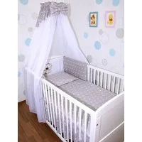 Primawela Babybettwäsche Baby Bettset -5-6 teiliges Set mit Chiffon Himmel Nestchen- BÄRCHEN, 6 teilig
