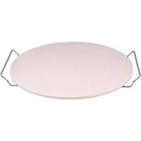 HAC24 Pizzastein Backstein für Backofen & Grill Ofen Gasgrill Pizza Stein, (1-St), Ø 33 cm mit Edelstahl-Halterung 1 cm Stark