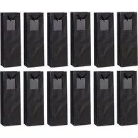 laro Geschenkbox Geschenktüten mit Henkel Flaschentüten Eleganz Schwarz 12-96stk (24 St)