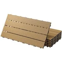 ECD Germany Terrassendielen WPC Bodenplatte Terrassenfliesen Fliesen mit Drainage und Klicksystem, 3 m², BxL: je 30x60 cm, 22 mm Stärke, (18er Set, 18er Set), Bodenbelag 3m²/18 Stück Teak rutschfest Balkonfliesen