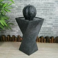 Wehmann Gartenbrunnen Solarbrunnen Wave Black, 34,00 cm Breite, automatisches Einschalten zur selben Zeit jeden Tag