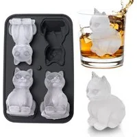 Zaewry Eiswürfelform Eiswürfelform Silikon Katze, Lustige Tier Eiswürfel Form mit Deckel, Silikonform für Whiskey & Cocktails